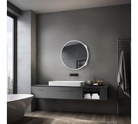 Talos Mira - Mobile da bagno con specchio e 2 ripiani, in alluminio, con fondo a specchio
