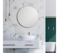 Talos Picasso Specchio Oro Ø 60 cm -Cornice in alluminio di alta qualità Specchio da bagno rotondo per un ambiente elegante - Elegante specchio da parete che unisce funzionalità e design moderno.