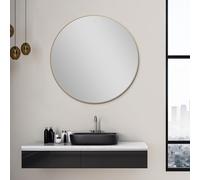 Talos Picasso Specchio Oro Ø 80 cm - con cornice in alluminio di alta qualità per un ambiente elegante - Specchio da bagno perfetto rotondo che unisce eleganza e funzionalità