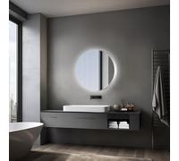 Talos Silver Picasso - Armadietto da bagno con specchio e 2 ripiani, in alluminio, con fondo a specchio