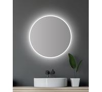 Talos Specchio da bagno a LED, rotondo, Ø 60 cm, specchio da parete con illuminazione, adatto per ambienti umidi grazie al corpo in alluminio, colore della luce bianco neutro
