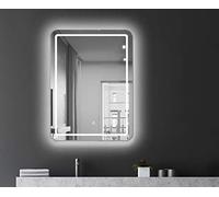 Talos Specchio da bagno con illuminazione Cultura - Specchio da bagno in 60 x 80 cm - Specchio da bagno a LED con luce circolare