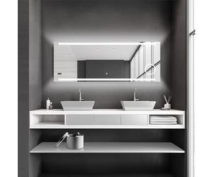 Talos Specchio da Bagno LED King 160 x 60 cm - Colore della Luce Bianco Neutro - Specchio cosmetico Illuminato con ingrandimento 3X - Orologio Digitale - Telaio in Alluminio