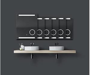 Talos Specchio da Bagno LED King 60 x 70 cm - Colore della Luce Bianco Neutro - Specchio cosmetico Illuminato con ingrandimento 3X - Orologio Digitale - Cornice in Alluminio