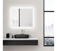 Talos Specchio da Bagno Sun LED con Luce Bianca Calda - Cornice Luminosa - 80x70 cm