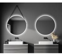 Talos Specchio Decorativo Rotondo da Parete con Illuminazione a LED indiretta, Colore Bianco Opaco, Ø 80 cm