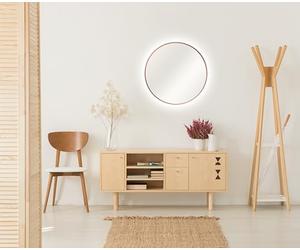 Talos Specchio Decorativo Rotondo da Parete con Illuminazione a LED indiretta in Rame Opaco, Ø 50 cm