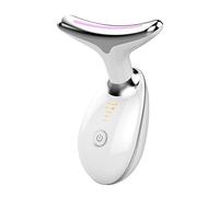 Talzpro Massaggiatore viso e collo a luce rossa, massaggiatore viso e collo, 7 colori, per rughe, doppio mento, massaggiatore facciale vibrante con termiche per la cura della pelle (bianco)