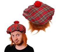 Tam O' Shanter Cappello con parrucca - Cappello scozzese con capelli di zenzero attaccati - Giorno di St Andrews - Scotland Burns Night - Confezione da 1