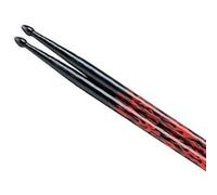 Tama stock - Bacchette per batteria 5A, verniciate, motivo fiamme, colore: rosso/nero
