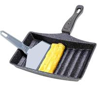 Tamagoyaki - Padella per frittata giapponese, 22 x 14 cm, antiaderente, padella rettangolare in pietra maifanite con spetula, fondo ondulato, facile da pulire, sicura per piano cottura, per omelette e