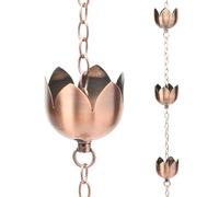 taman Set di Catene per la Pioggia, 1,6 m, Catena per grondaie, in Rame, per sostituire grondaie, deviare l'acqua, 8 Tazze, Oro Rosa