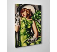 Tamara de Lempicka Donna in Verde Stampa su Tela Canvas Vernice Pennellate
