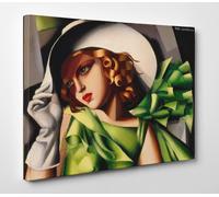 Tamara de Lempicka Donna in Verde Stampa su Tela Cotone Vernice Pennellate