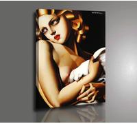 Tamara de Lempicka FEMME A LA COLOMBE Stampa su Tela Canvas Vernice Pennellate