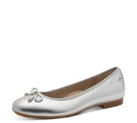 Tamaris Comfort Ballerine da donna in pelle con fiocco, Argento (Silver), 41 EU