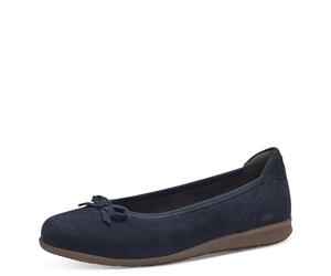 Tamaris Comfort Ballerine da donna in pelle con fiocco, Blu (Navy), 38 EU