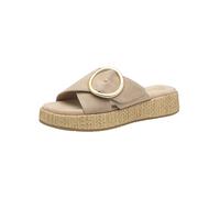 Tamaris Comfort Damen Pantolette Leder Wide Fit, Sandali con Zeppa Donna, Beige, 39 EU