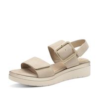 Tamaris Comfort Damen Sandalen Flach aus Leder mit Schnalle, Sandali con Zeppa Donna, Camoscio Beige, 42 EU