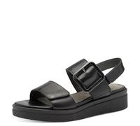 Tamaris Comfort Damen Sandalen Flach aus Leder mit Schnalle, Sandali con Zeppa Donna, Nappa Nera, 39 EU