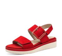 Tamaris Comfort Damen Sandalen Flach aus Leder mit Schnalle, Sandali con Zeppa Donna, Pelle Scamosciata Rossa, 37 EU