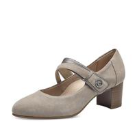 Tamaris Comfort décolleté da donna con cinturino Mary Jane in pelle, Grigio (Stone), 37 EU