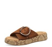 Tamaris Comfort Pantolette da donna in pelle con chiusura in velcro, Marrone (Cognac), 41 EU