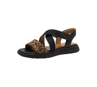 Tamaris Comfort sandali da donna bassi in pelle con chiusura a strappo, Multicolore (Black/Leo), 36 EU