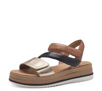 Tamaris Comfort sandali da donna bassi in pelle con chiusura a strappo, Multicolore (Nut Comb), 37 EU