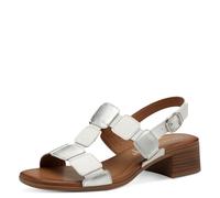 Tamaris Comfort sandali da donna in pelle con tacco e cinturino regolabile, Bianco (White/Silver), 36 EU