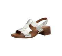 Tamaris Comfort sandali da donna in pelle con tacco e cinturino regolabile, Bianco (White/Silver), 39 EU