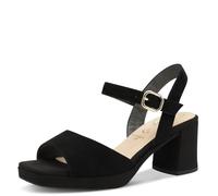 Tamaris Comfort sandali da donna in pelle con tacco e cinturino regolabile, Nero (Black Suede), 37 EU