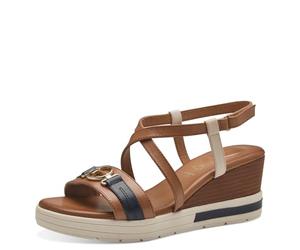 Tamaris Comfort sandali da donna in pelle con zeppa comodi, Multicolore (Nut Comb), 39 EU