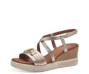 Tamaris Comfort sandali da donna in pelle con zeppa comodi, Oro (Lt Gold), 39 EU