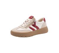 Tamaris Comfort sneaker da donna bassi con cerniera per il tempo libero, Multicolore (Beige/Red), 42 EU