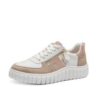 Tamaris Comfort sneaker da donna bassi in pelle con lacci, Multicolore (Beige/Rose), 37 EU