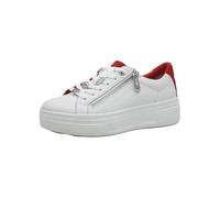 Tamaris Comfort sneaker da donna con plateau con cerniera a taglio basso, Bianco (White/Red), 38 EU