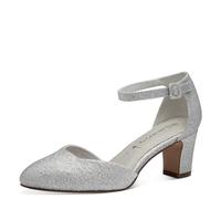 Tamaris Donna Pumps Blockabsatz Vegan, Silver Glam, 39 EU