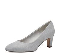 Tamaris Donna Pumps Textil Blockabsatz Vegan, Silver Glam, 41 EU