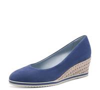 Tamaris Décolleté da donna con zeppa in pelle blu 38 EU