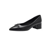 Tamaris Donna Pumps Leder Blockabsatz Bequem, Black Leather, 36 EU