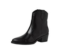 Tamaris Donna Absatzstiefelette Leder Blockabsatz Bequem, Black Leather, 38 EU