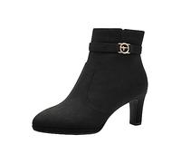 Tamaris Donna Absatzstiefelette Textil Blockabsatz Vegan, Black, 37 EU