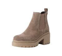 Tamaris Donna Chelsea Leder Blockabsatz Bequem, Taupe Suede, 38 EU
