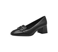 Tamaris Donna Pumps Leder Blockabsatz Bequem, Black, 38 EU