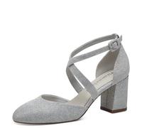 Tamaris Donna Pumps Textil Blockabsatz Vegan, Silver Glam, 38 EU
