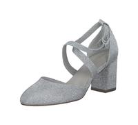 Tamaris Donna Pumps Textil Blockabsatz Vegan, Silver Glam, 41 EU