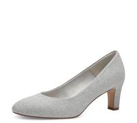 Tamaris Donna Pumps Textil Blockabsatz Vegan, Silver Glam, 42 EU