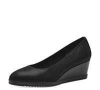 Tamaris Donna Pumps Textil, Keilabsatz Bequem, Black Structure, 39 EU