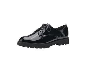 Tamaris Donna Schnür-Halbschuh Vegan, Black Patent Structure, 41 EU